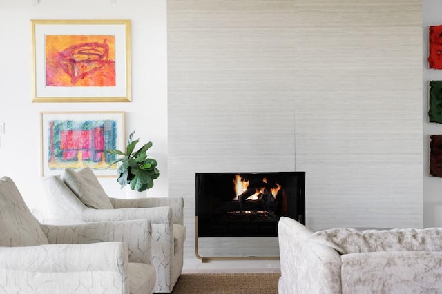1337 Spyglass Dr, Austin, TX 78746 - living room featuring a warm lit fireplace