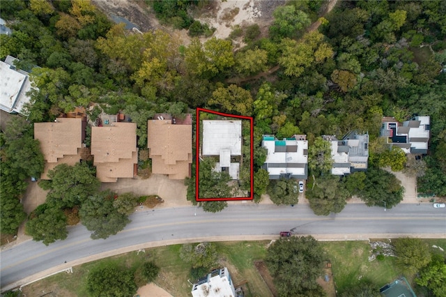 1337 Spyglass Dr, Austin, TX 78746 - aerial view of property and surrounding area featuring property parcel outlined