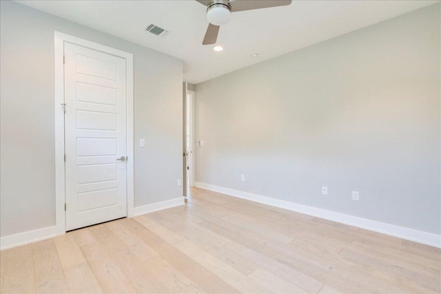 3004 Hunt Trl, Austin, TX 78757 - unfurnished bedroom featuring light wood-type flooring, recessed lighting, baseboards, and a ceiling fan