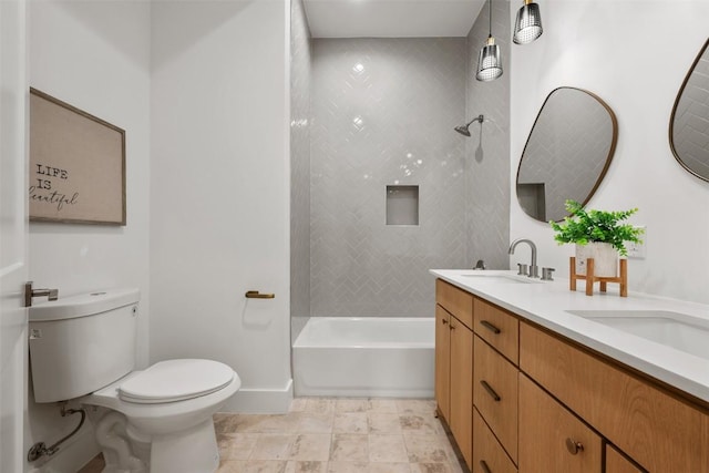 106 W Croslin St Unit B, Austin, TX 78752 - full bathroom featuring double vanity, toilet, shower / washtub combination, and baseboards