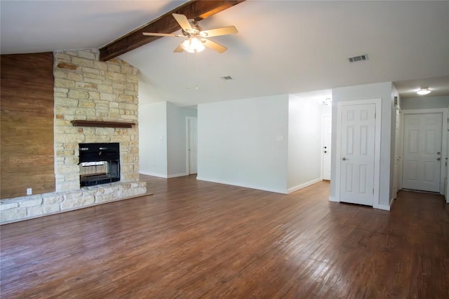 609 Pigeon Forge Rd, Pflugerville, TX 78660 - unfurnished living room featuring a ceiling fan, wood finished floors, baseboards, and a fireplace