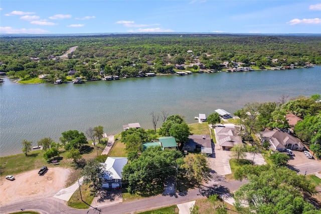 1704 Bluebonnet Ln, Kingsland, TX 78639 - drone / aerial view of a heavily wooded area and a large body of water