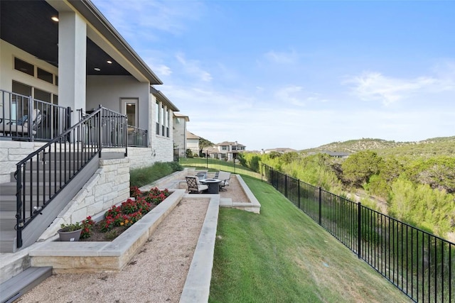 158 Baldovino Skwy, Lakeway, TX 78738 - view of yard with an outdoor fire pit, a patio, and stairway