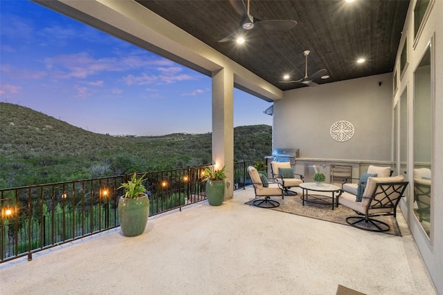 158 Baldovino Skwy, Lakeway, TX 78738 - patio terrace at dusk featuring a ceiling fan