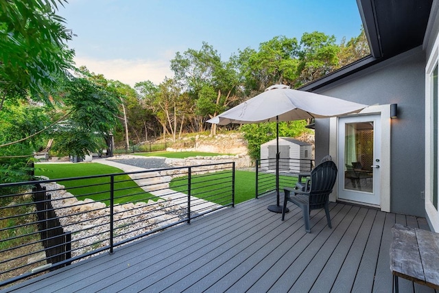 20702 Post Oak Dr, Lago Vista, TX 78645 - wooden deck featuring a lawn