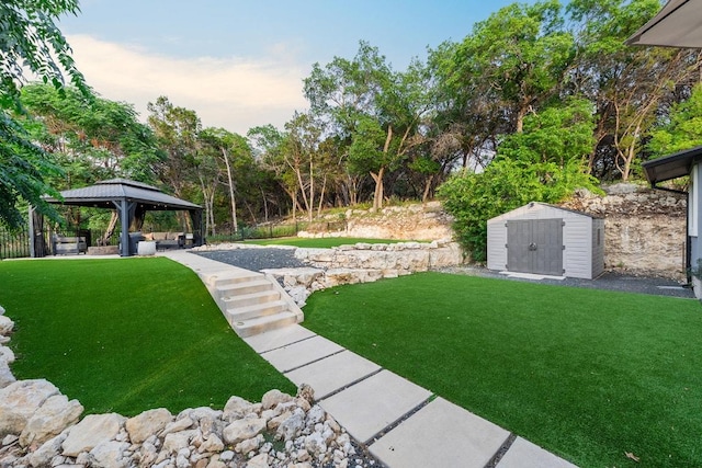 20702 Post Oak Dr, Lago Vista, TX 78645 - view of green lawn with a gazebo