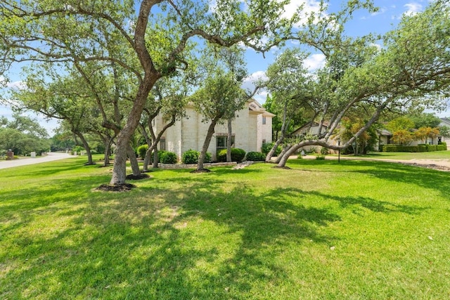 205 Champion Dr, Lakeway, TX 78734 - view of front of house with a front lawn and stucco siding