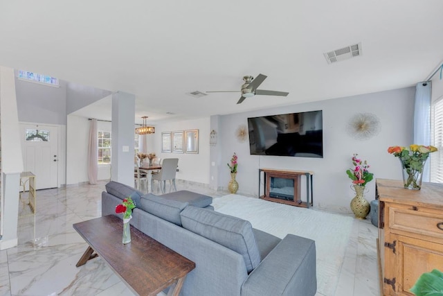 18400 Sun Haven Cv, Elgin, TX 78621 - living room with light marble finish flooring and a ceiling fan