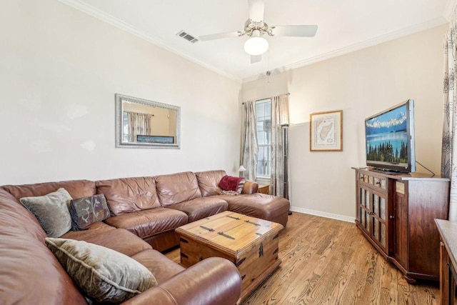 418 Grace Ln, Austin, TX 78746 - living area with ceiling fan, light wood-style floors, and crown molding
