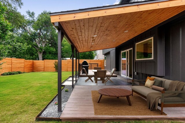 2716 Gettysburg Dr, Austin, TX 78745 - wooden deck with an outdoor hangout area