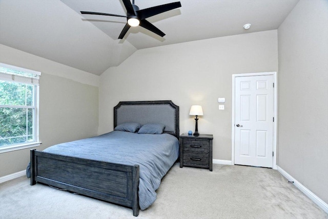 2807 Checker Dr, Cedar Park, TX 78613 - carpeted bedroom with baseboards, lofted ceiling, and ceiling fan