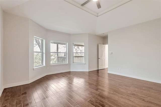 9010 Bluegrass Dr, Austin, TX 78759 - empty room with dark wood finished floors, ceiling fan, and baseboards