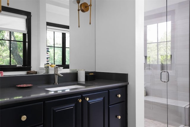 102 Crestwood Ct, Austin, TX 78746 - bathroom with a shower stall and vanity