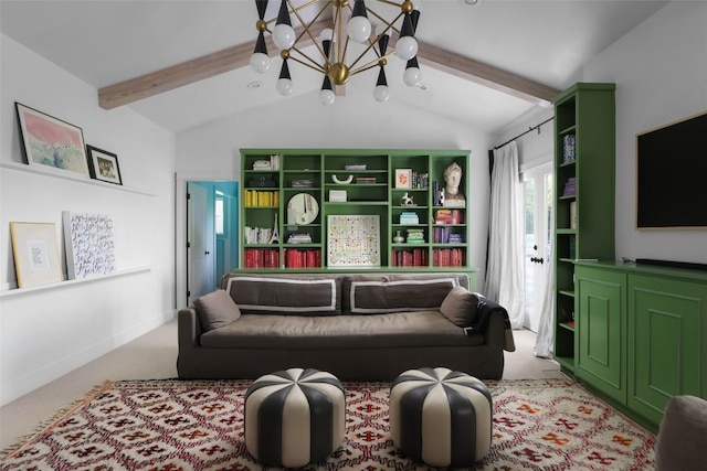 102 Crestwood Ct, Austin, TX 78746 - carpeted living room featuring a chandelier