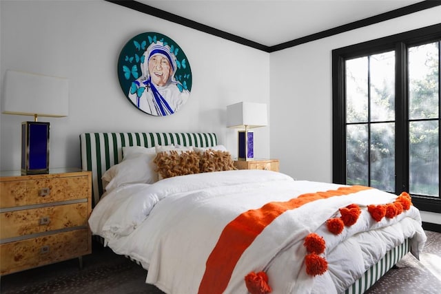 102 Crestwood Ct, Austin, TX 78746 - bedroom with carpet flooring and ornamental molding