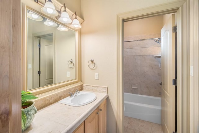 4671 Fischer Store Rd, Wimberley, TX 78676 - full bathroom with vanity, tile patterned flooring, and shower / washtub combination