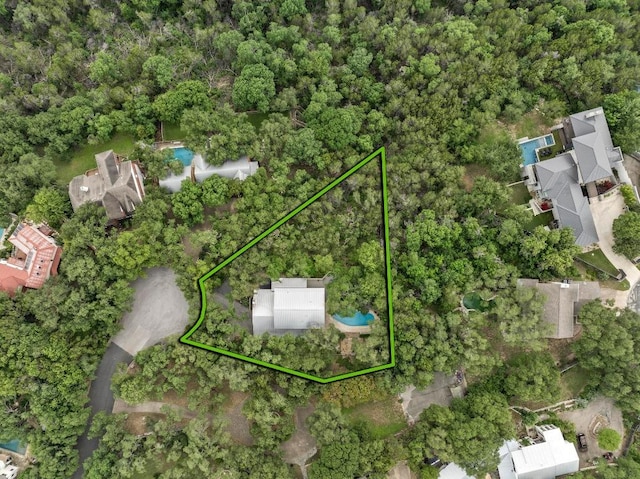 2009 S Oak Canyon Rd, Austin, TX 78746 - aerial view of property's location featuring property parcel outlined