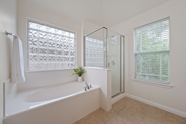 3619 Fossilwood Way, Round Rock, TX 78681 - full bath with a bath, a stall shower, and tile patterned floors