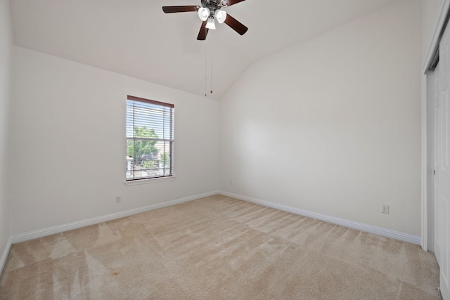 3619 Fossilwood Way, Round Rock, TX 78681 - spare room featuring lofted ceiling, light colored carpet, and a ceiling fan
