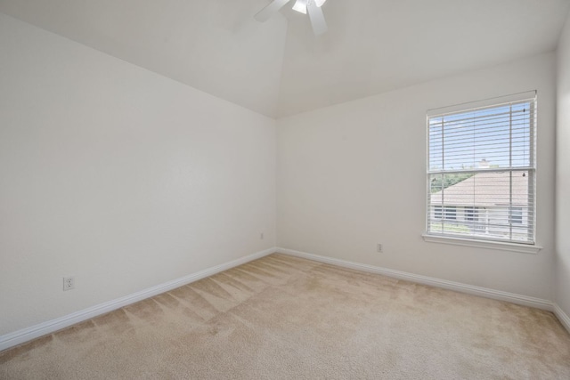 3619 Fossilwood Way, Round Rock, TX 78681 - unfurnished room with light colored carpet, ceiling fan, and lofted ceiling