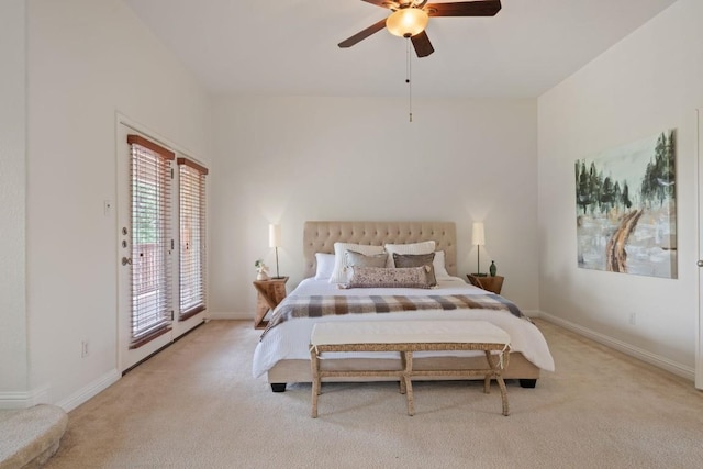 3619 Fossilwood Way, Round Rock, TX 78681 - bedroom featuring access to outside, light colored carpet, and ceiling fan