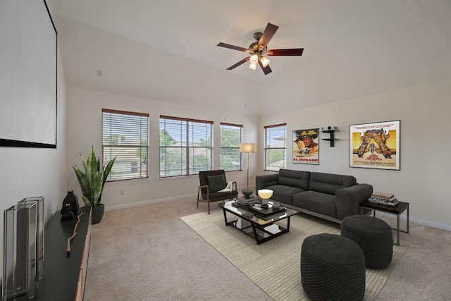 3619 Fossilwood Way, Round Rock, TX 78681 - carpeted living area featuring ceiling fan and baseboards