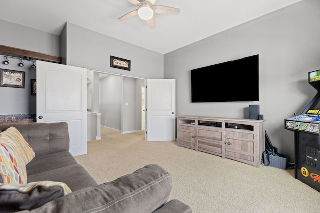 2516 Rusty Spur, Leander, TX 78641 - living area featuring carpet floors and ceiling fan