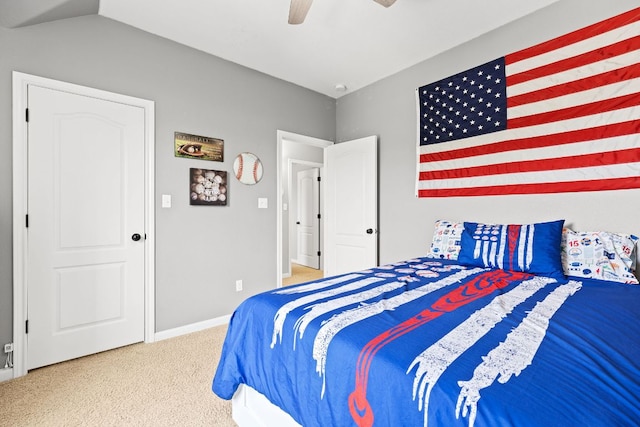 2516 Rusty Spur, Leander, TX 78641 - carpeted bedroom with baseboards, a ceiling fan, and lofted ceiling