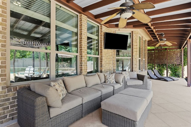 2516 Rusty Spur, Leander, TX 78641 - view of patio with a ceiling fan and an outdoor hangout area