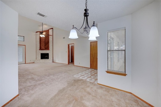 612 Tumlinson Fort Dr, Leander, TX 78641 - unfurnished dining area featuring a ceiling fan, carpet floors, baseboards, and a textured ceiling
