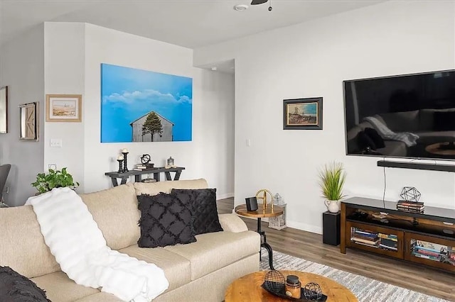 108 Charles Zanco Dr, Bastrop, TX 78602 - living room featuring wood finished floors and baseboards