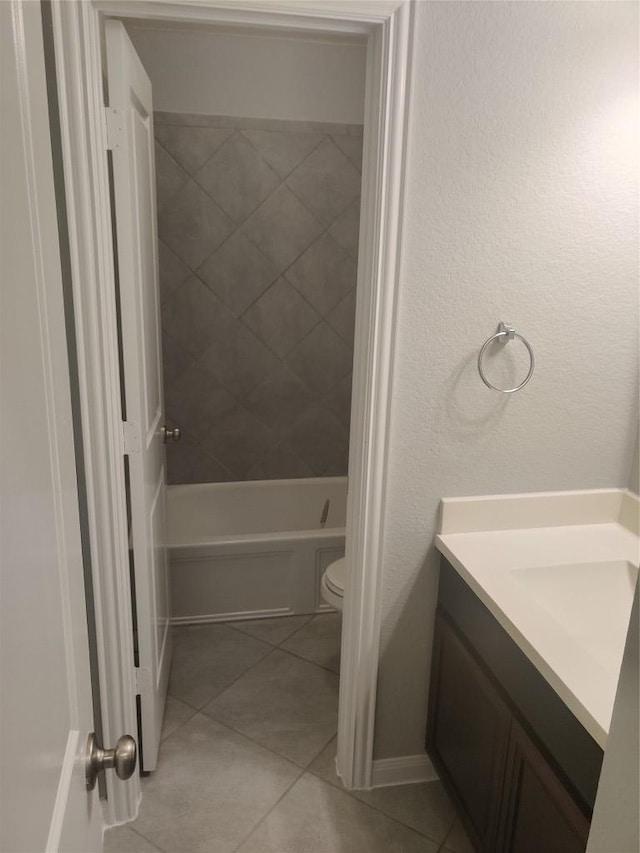 3332 Lauren Nicole Ln, Round Rock, TX 78665 - bathroom with tile patterned floors, toilet, vanity, and shower / bathtub combination