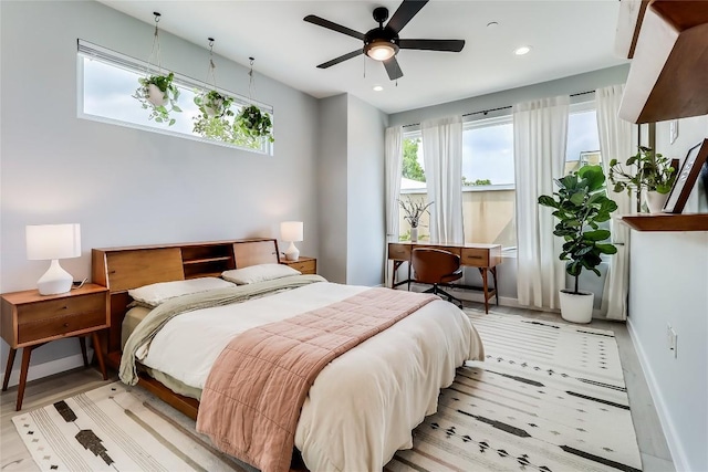 2108 Tillery St Unit 2105, Austin, TX 78723 - bedroom with baseboards, recessed lighting, and ceiling fan