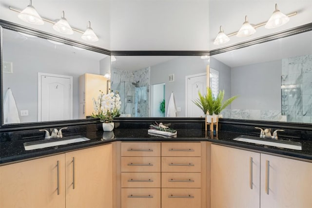 11203 Ranch Road 2222 1501, Austin, TX 78730 - full bathroom featuring a marble finish shower and double vanity
