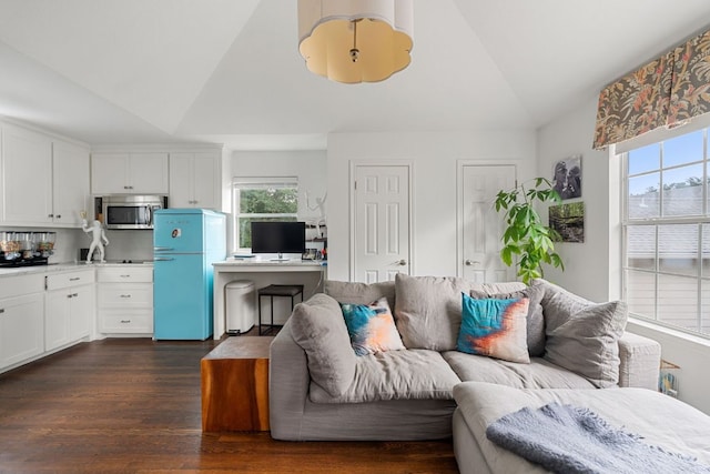 1711 Mohle Dr, Austin, TX 78703 - living room with plenty of natural light, vaulted ceiling, and dark wood-type flooring
