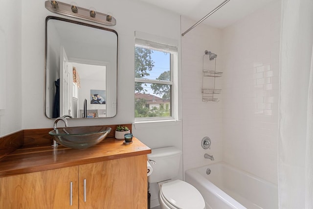 1711 Mohle Dr, Austin, TX 78703 - bathroom featuring plenty of natural light, toilet, shower / tub combo, and vanity