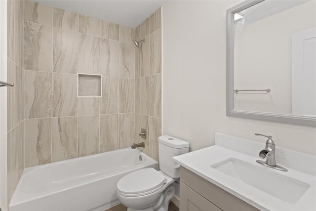 8528 Cornwall Dr, Austin, TX 78748 - bathroom featuring vanity, washtub / shower combination, and toilet