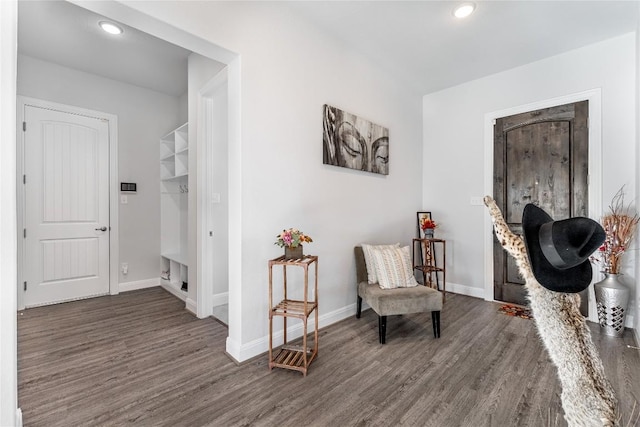 306 Pulitzer Dr, Hutto, TX 78634 - living area featuring wood finished floors, baseboards, and recessed lighting