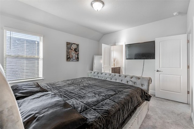 306 Pulitzer Dr, Hutto, TX 78634 - carpeted bedroom featuring lofted ceiling