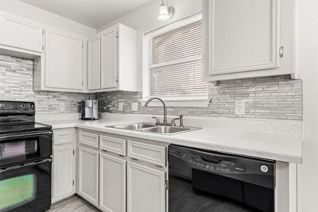 306 Southbrook Dr, Killeen, TX 76542 - kitchen featuring black appliances, a sink, light countertops, and decorative backsplash