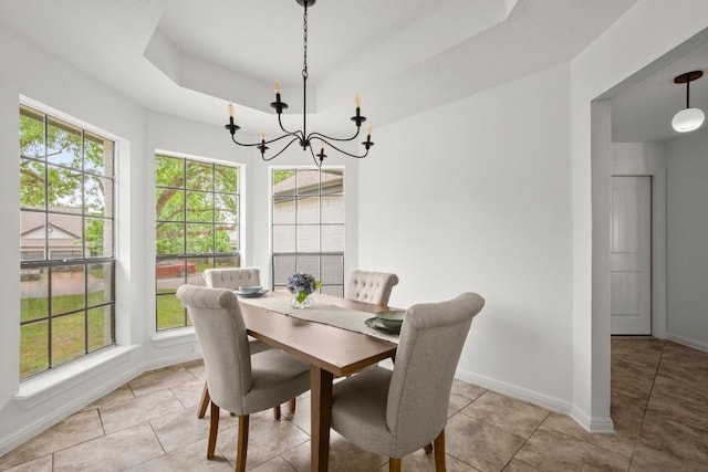 2310 Windsong Trl, Round Rock, TX 78664 - dining room featuring a chandelier, baseboards, and light tile patterned flooring
