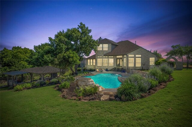 1701 Mira Vis, Leander, TX 78641 - outdoor pool with a gazebo, a yard, and a patio area