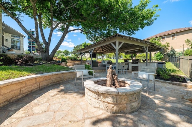 1701 Mira Vis, Leander, TX 78641 - view of patio featuring a gazebo, an outdoor fire pit, and area for grilling