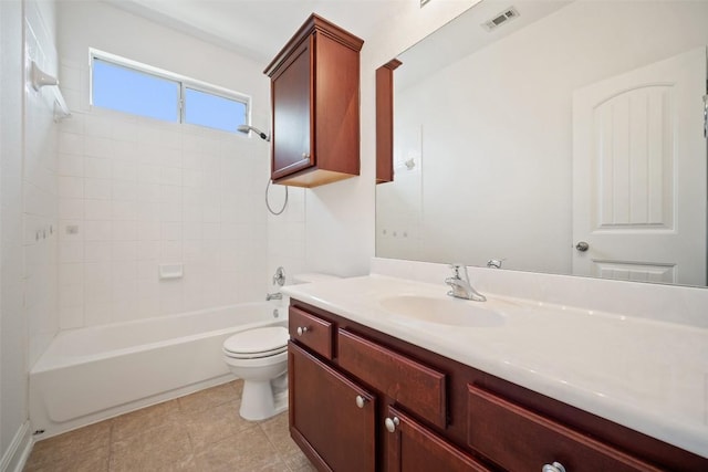 206 Skinner, Kyle, TX 78640 - bathroom with vanity, toilet, tub / shower combination, and tile patterned floors