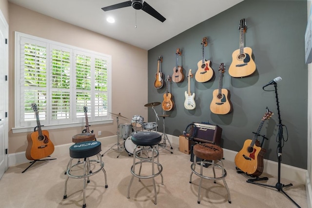 7 Sunview Rd, The Hills, TX 78738 - recreation room with ceiling fan, healthy amount of natural light, carpet flooring, and baseboards