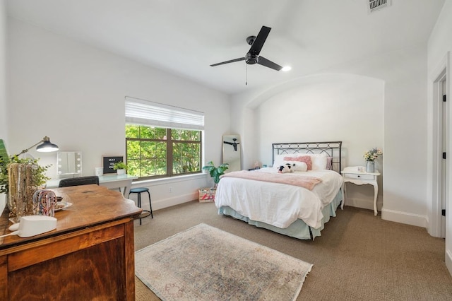 7 Sunview Rd, The Hills, TX 78738 - carpeted bedroom with an office area, baseboards, and ceiling fan