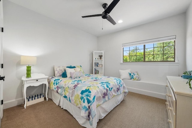 7 Sunview Rd, The Hills, TX 78738 - bedroom featuring light colored carpet, baseboards, recessed lighting, and a ceiling fan