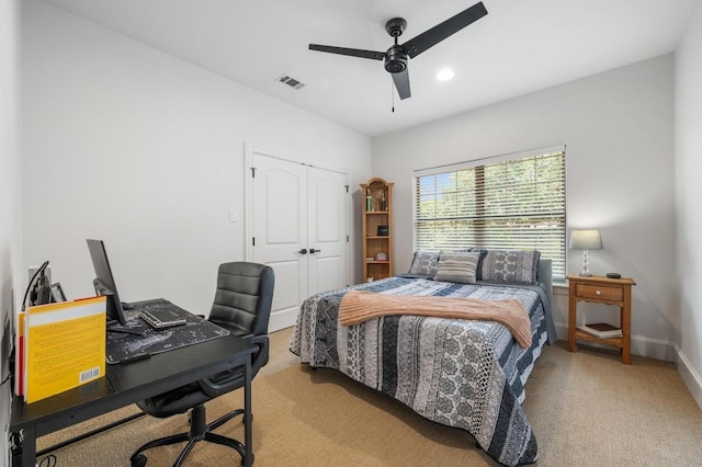 7 Sunview Rd, The Hills, TX 78738 - carpeted bedroom featuring an office area, a closet, ceiling fan, and baseboards