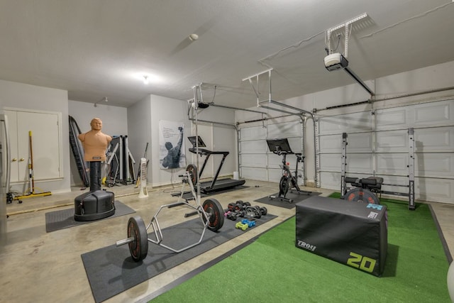 5801 Fox Chapel Dr, Austin, TX 78746 - workout room featuring a garage