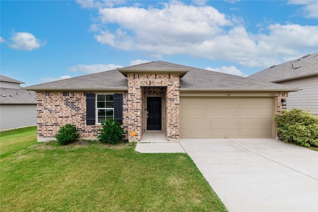 6100 Shanjia Dr, Austin, TX 78724 - view of front of property featuring brick siding, a garage, concrete driveway, and a front yard